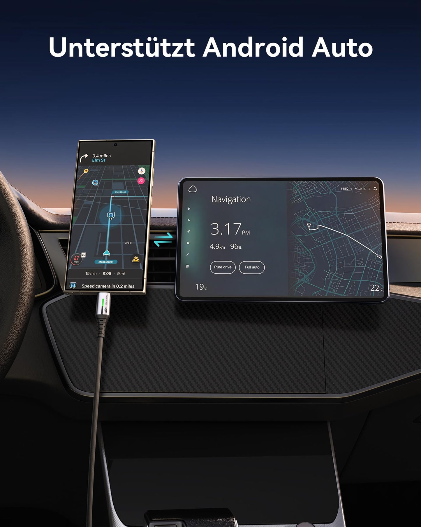 USB-C Ladekabel 100W [2m], PD3.0 Schnellladekabel, Nylon Geflochten, Langlebiges Lade- & Datenkabel für Smartphones, Tablets & Laptops