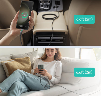 USB-C Ladekabel 100W [2m], PD3.0 Schnellladekabel, Nylon Geflochten, Langlebiges Lade- & Datenkabel für Smartphones, Tablets & Laptops